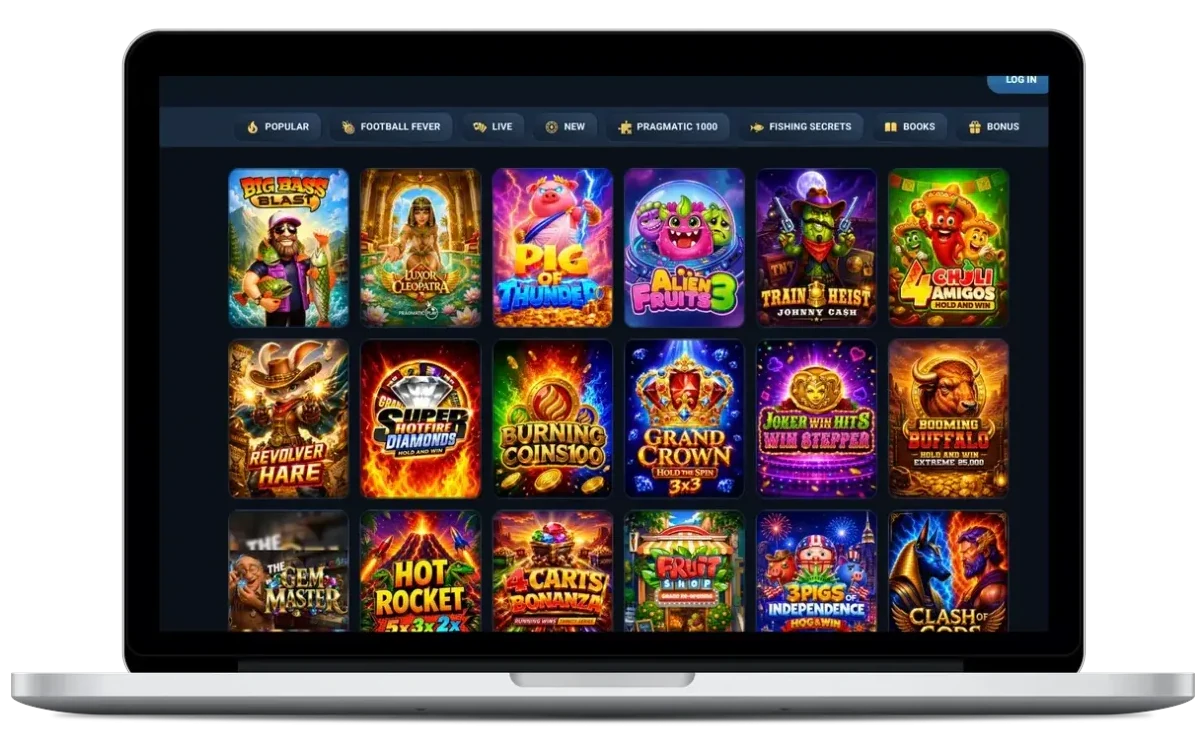 Wettzo casino lobby on a laptop